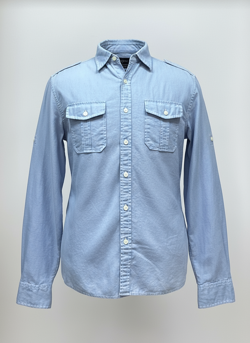 Camisa Azul Militar Ghost Mannequin