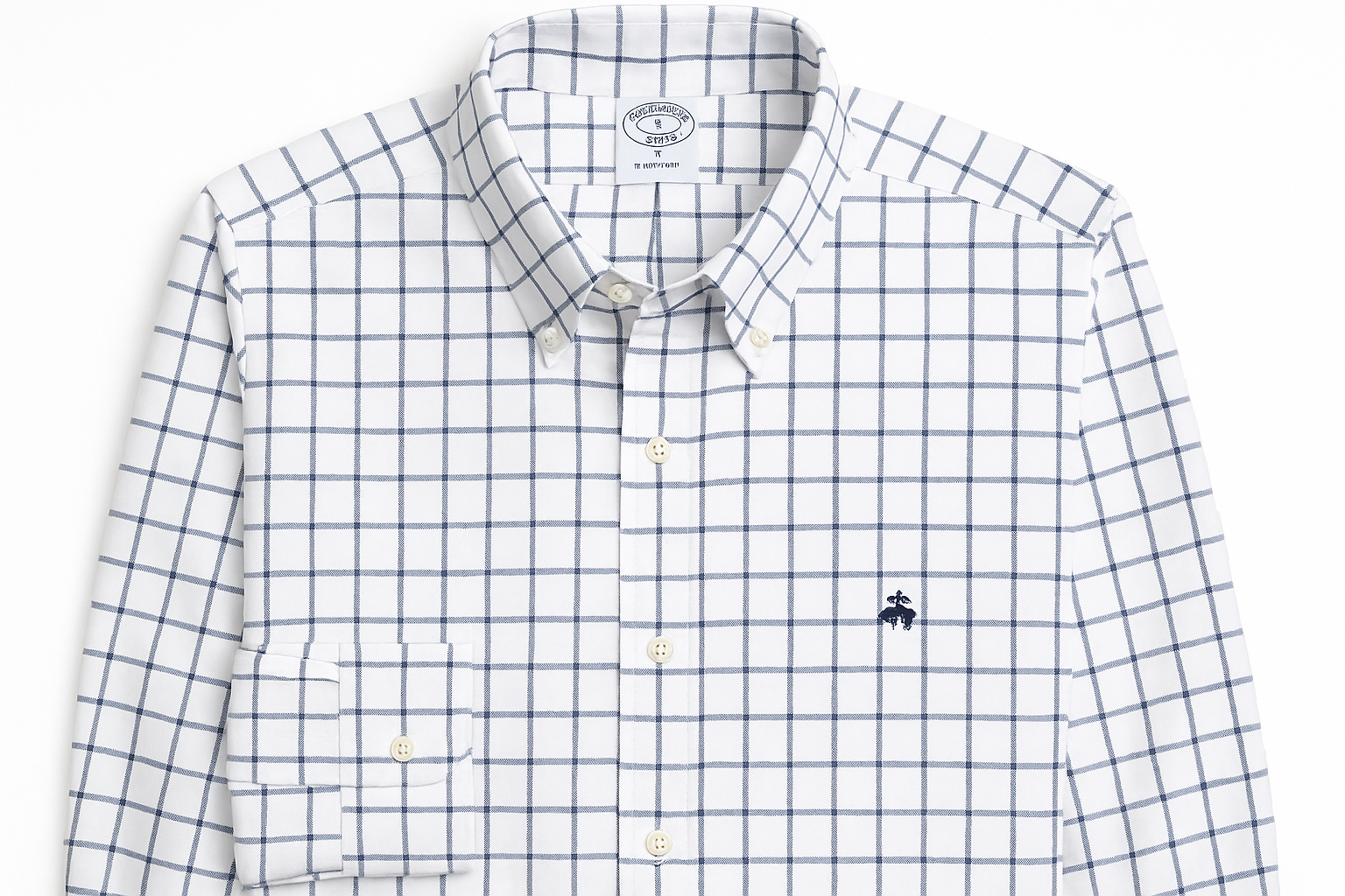 Camisa Brooks Brothers con Línea Navy del Mismo Grosor