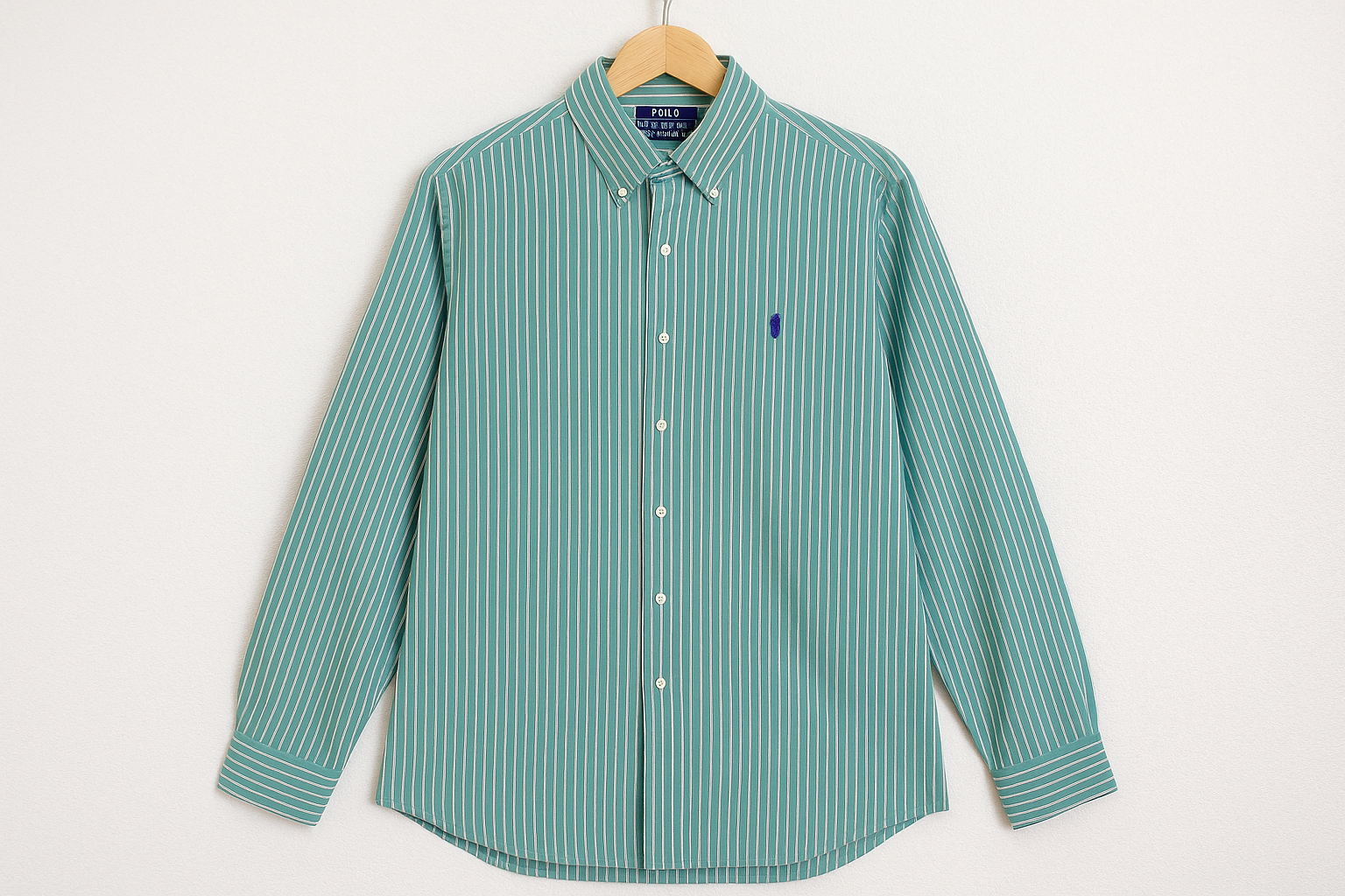 Camisa colgada rayas finas predominio verde