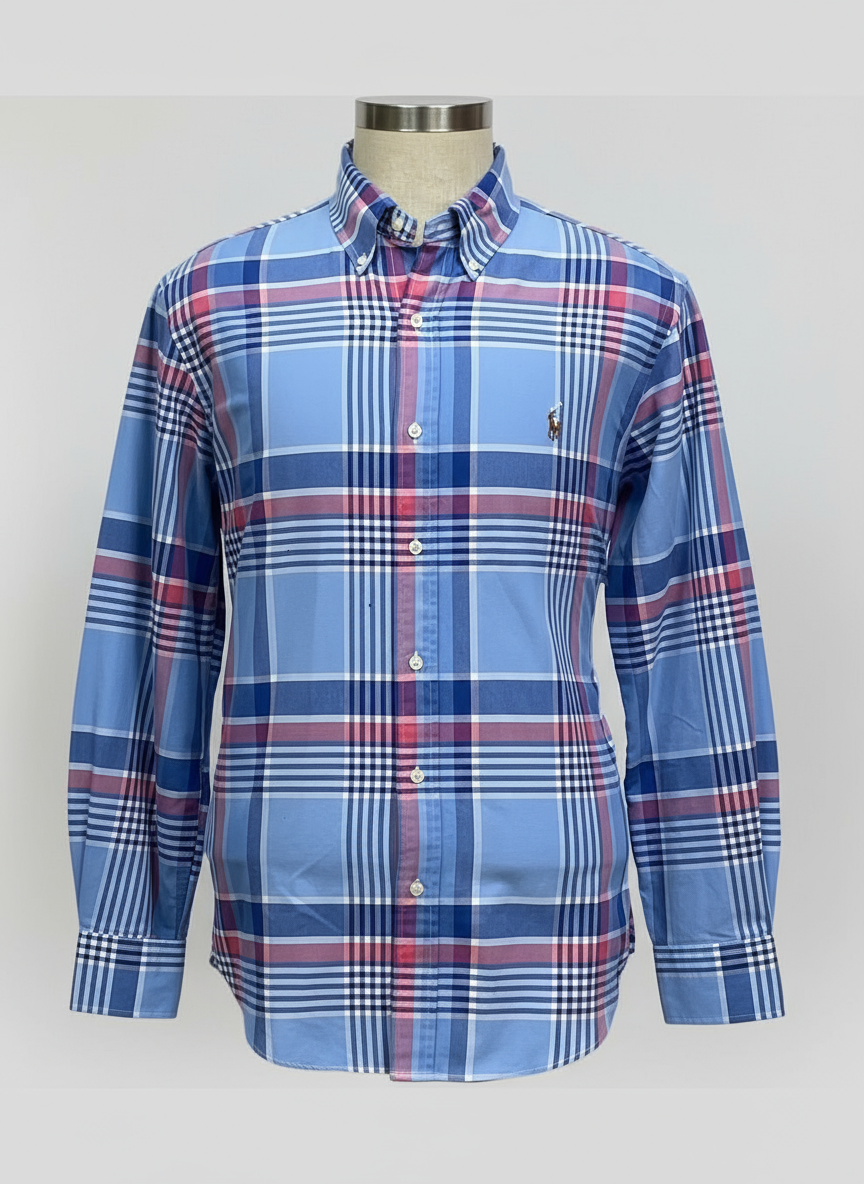 Camisa Cuadros Azul Rosa Ghost Mannequin