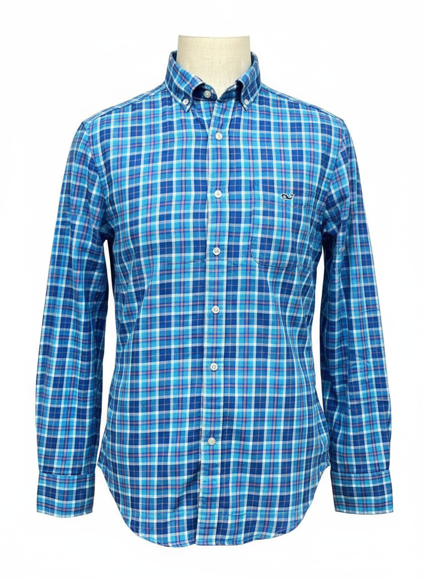 Camisa Cuadros Azul Turquesa Ghost Mannequin