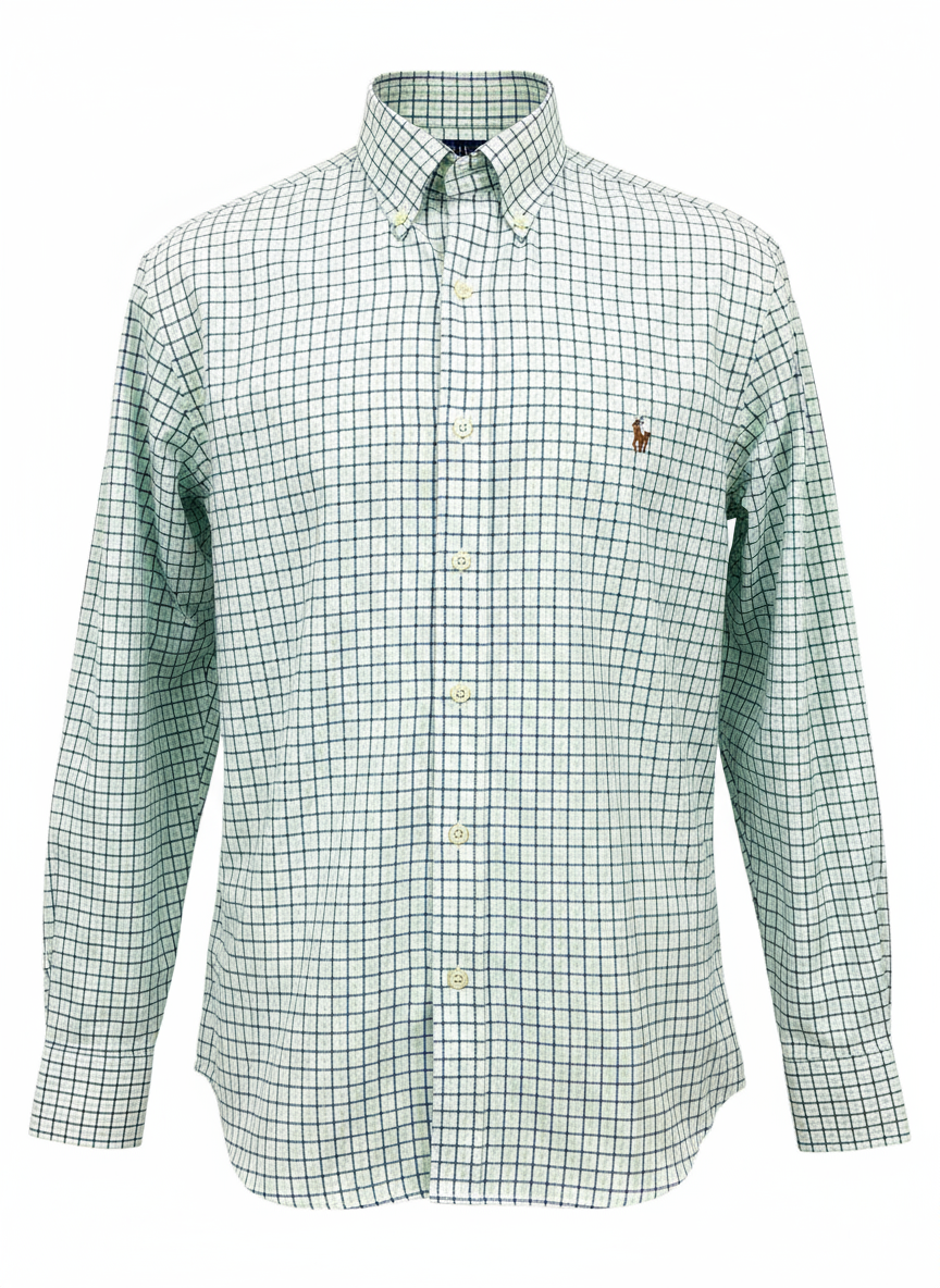 Camisa Cuadros Blanca Verde Ghost Mannequin
