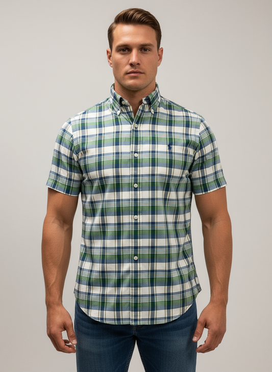 Camisa Cuadros Verde con Modelo Atlético Talla M