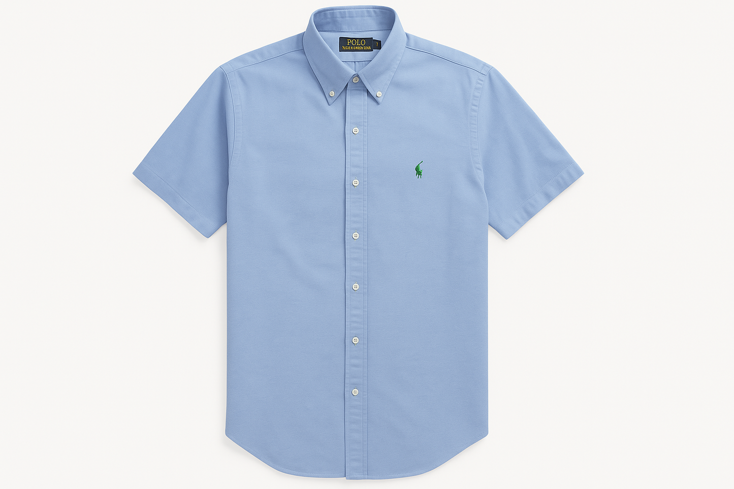 Camisa de botones Polo Ralph Lauren color celeste con logo verde