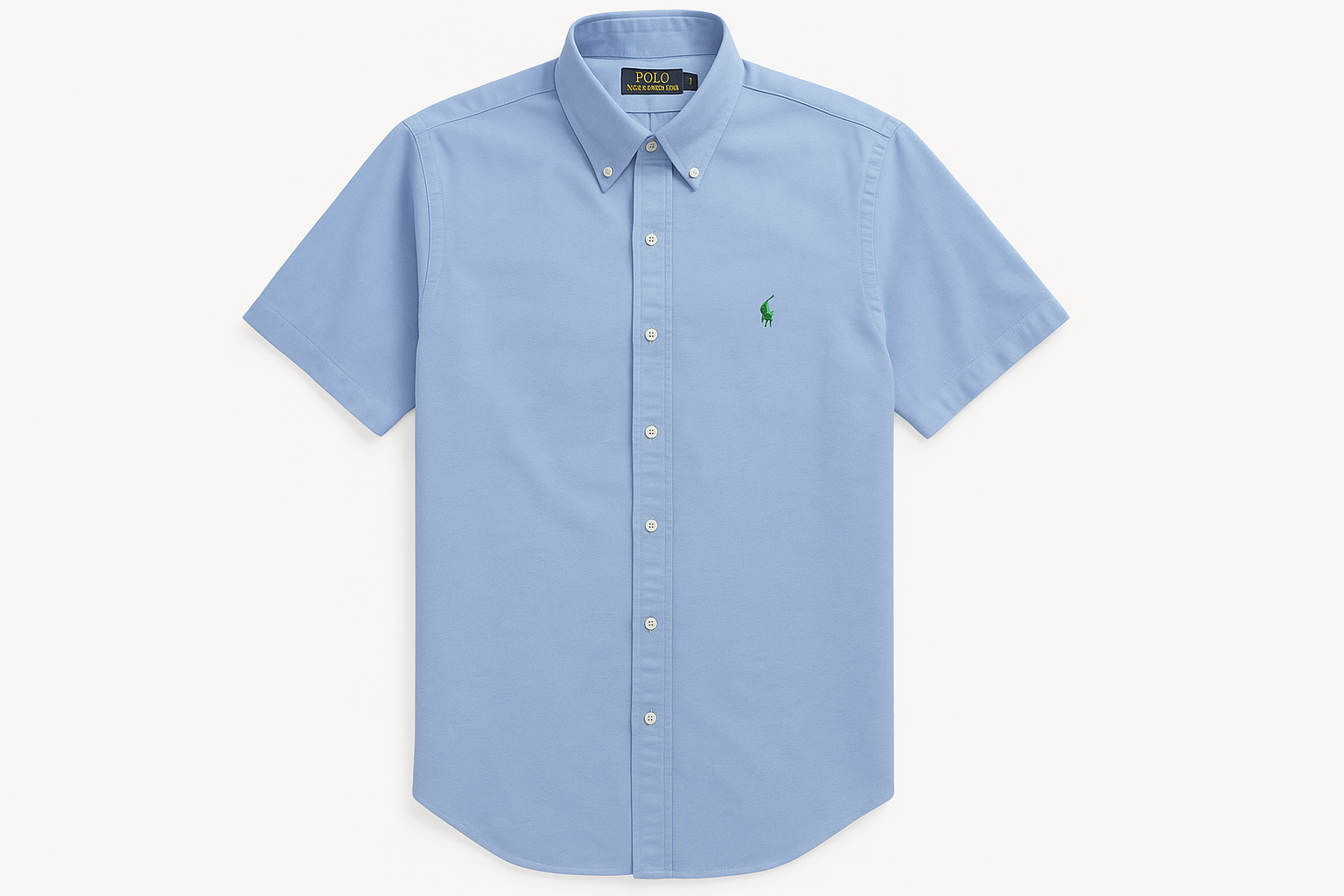 Camisa de botones Polo Ralph Lauren color celeste con logo verde