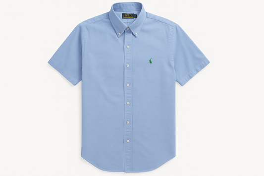 Camisa de botones Polo Ralph Lauren color celeste con logo verde