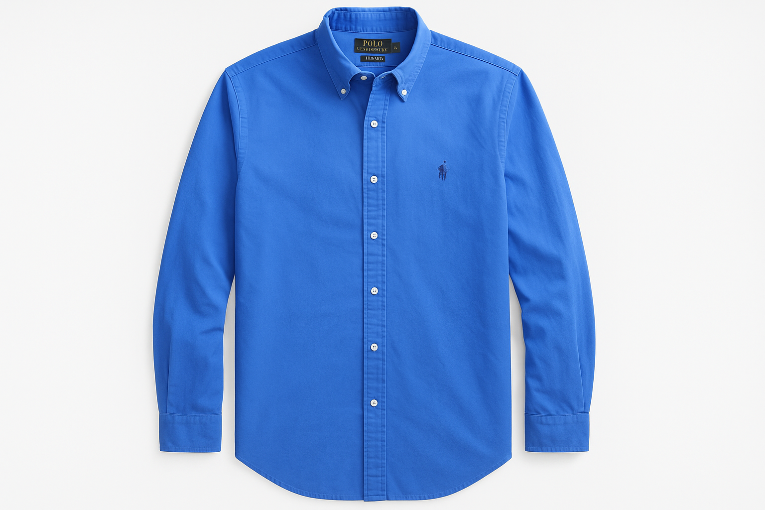Camisa de botones Polo Ralph Lauren en color #4680e3 con logo azul navy