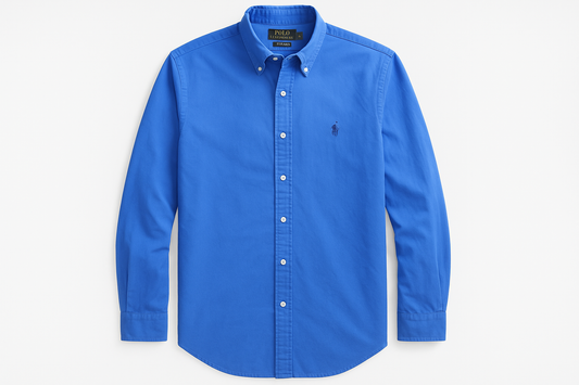 Camisa de botones Polo Ralph Lauren en color #4680e3 con logo azul navy