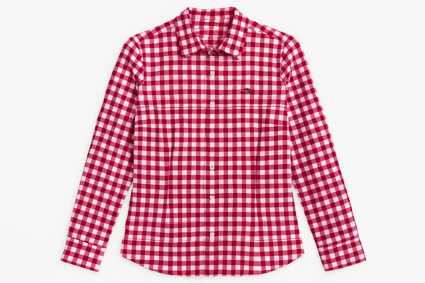 Camisa de cuadros rojos y blancos para mujer vista frontal plana