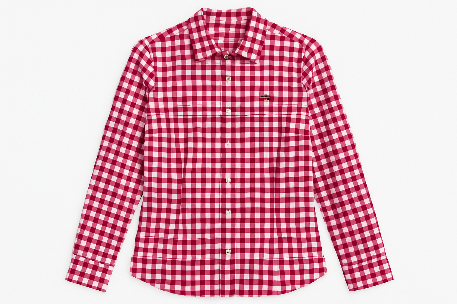 Camisa de cuadros rojos y blancos para mujer vista frontal plana