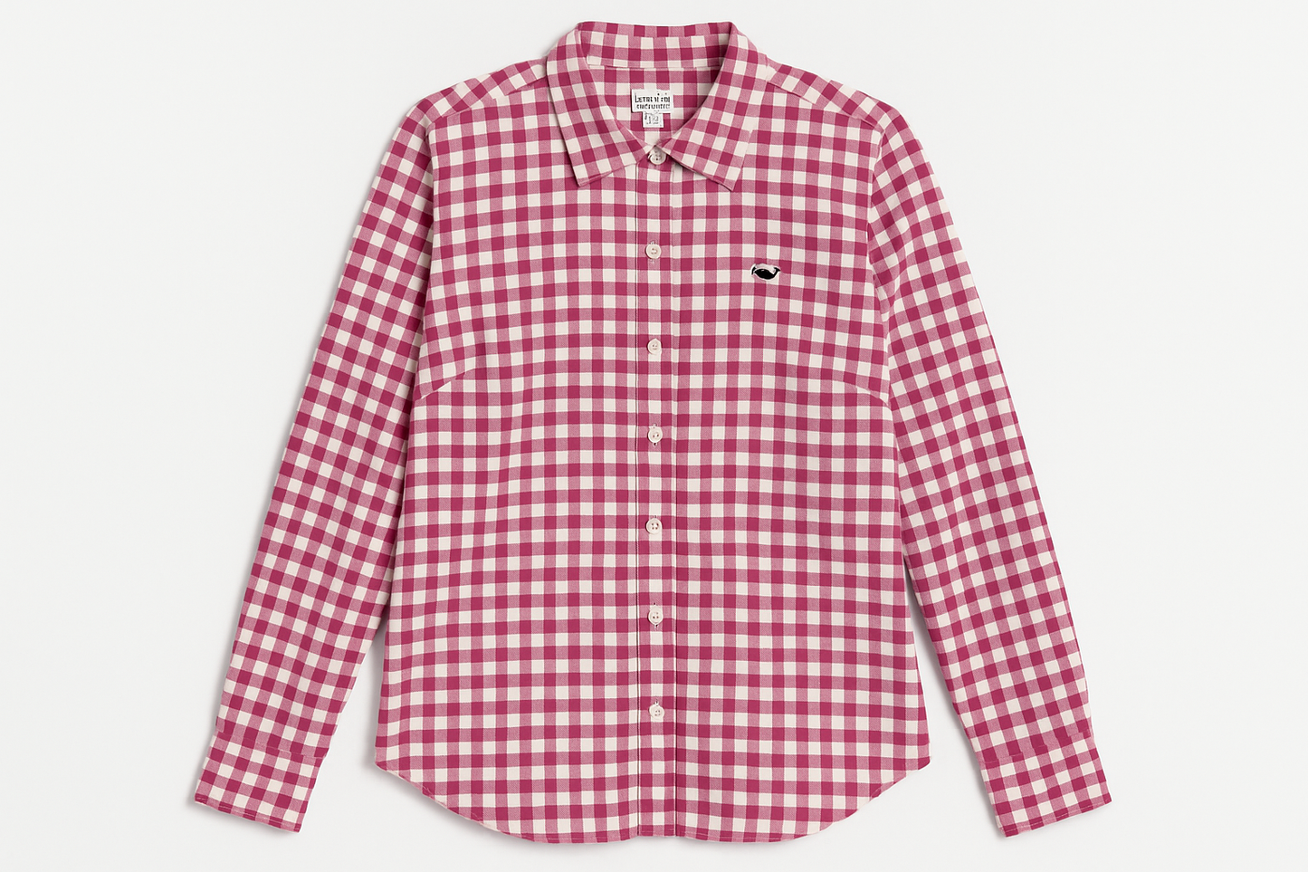 Camisa de cuadros rosa y blanco para mujer vista frontal plana