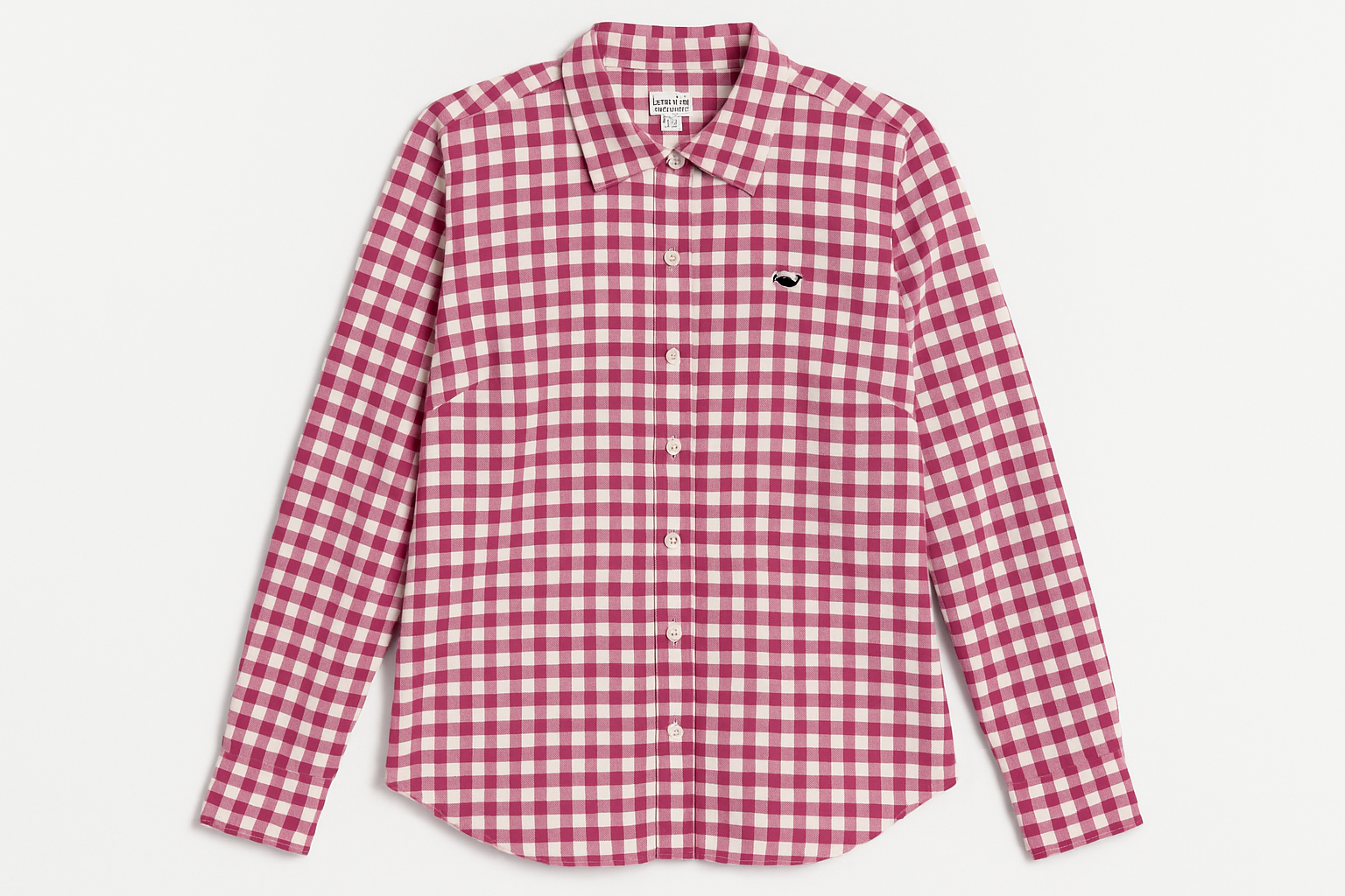 Camisa de cuadros rosa y blanco para mujer vista frontal plana