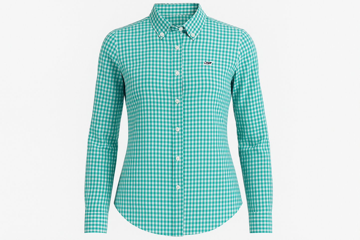 Camisa de mujer a cuadros turquesa ghost mannequin