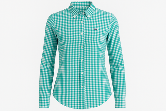 Camisa de mujer a cuadros turquesa ghost mannequin