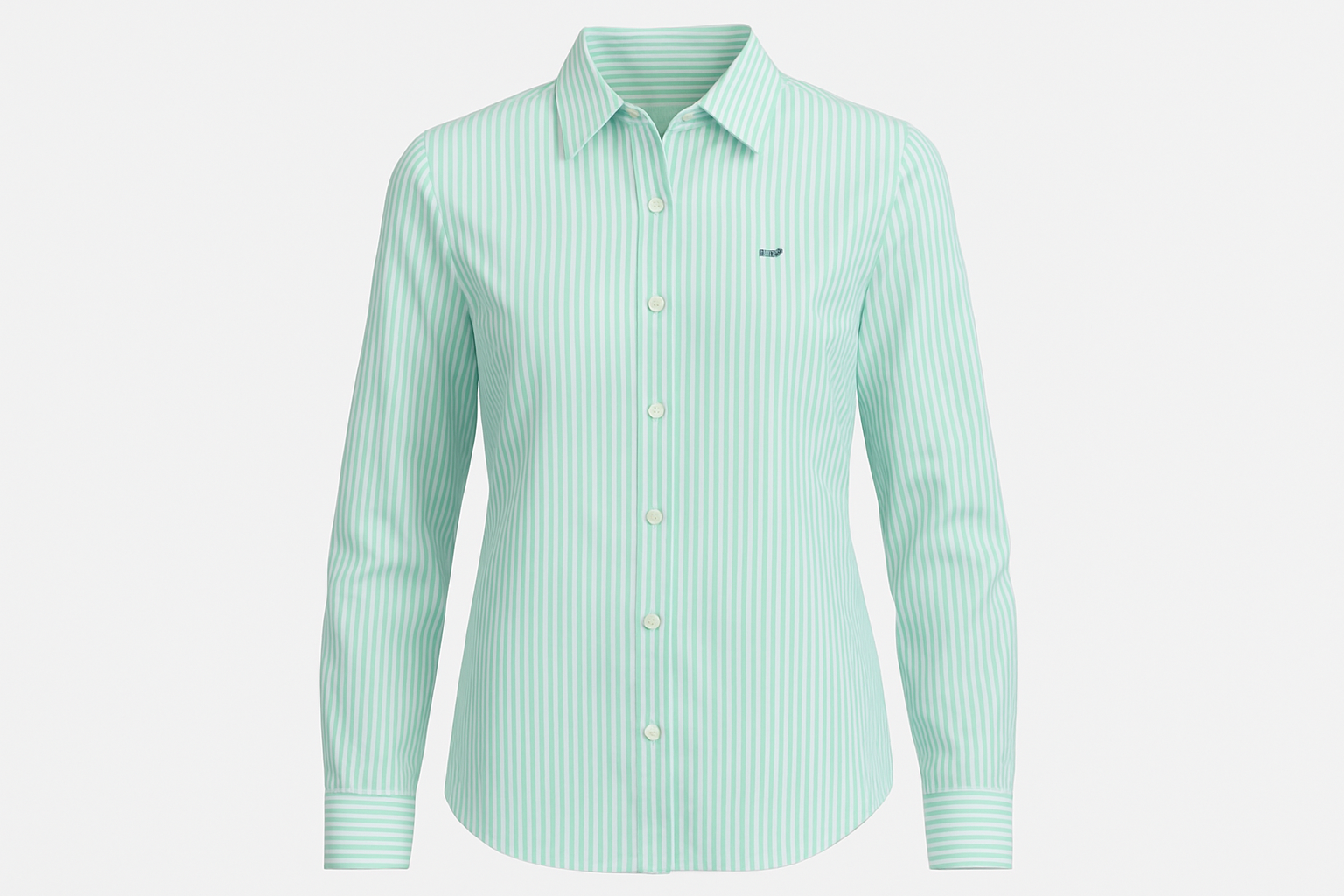 Camisa de mujer a rayas verdes ghost mannequin