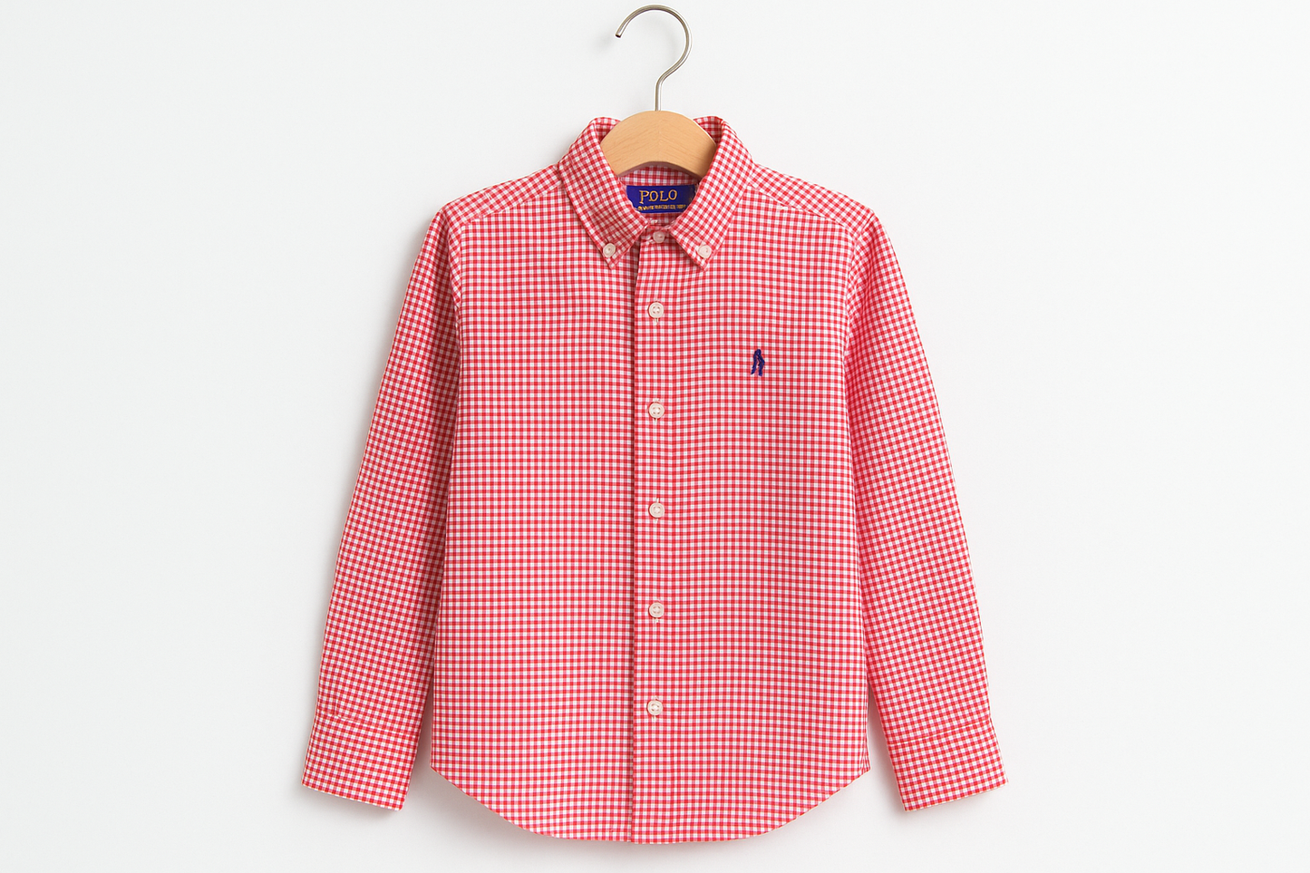 Camisa de niño Polo Ralph Lauren - Colgada con gingham pequeño rojo