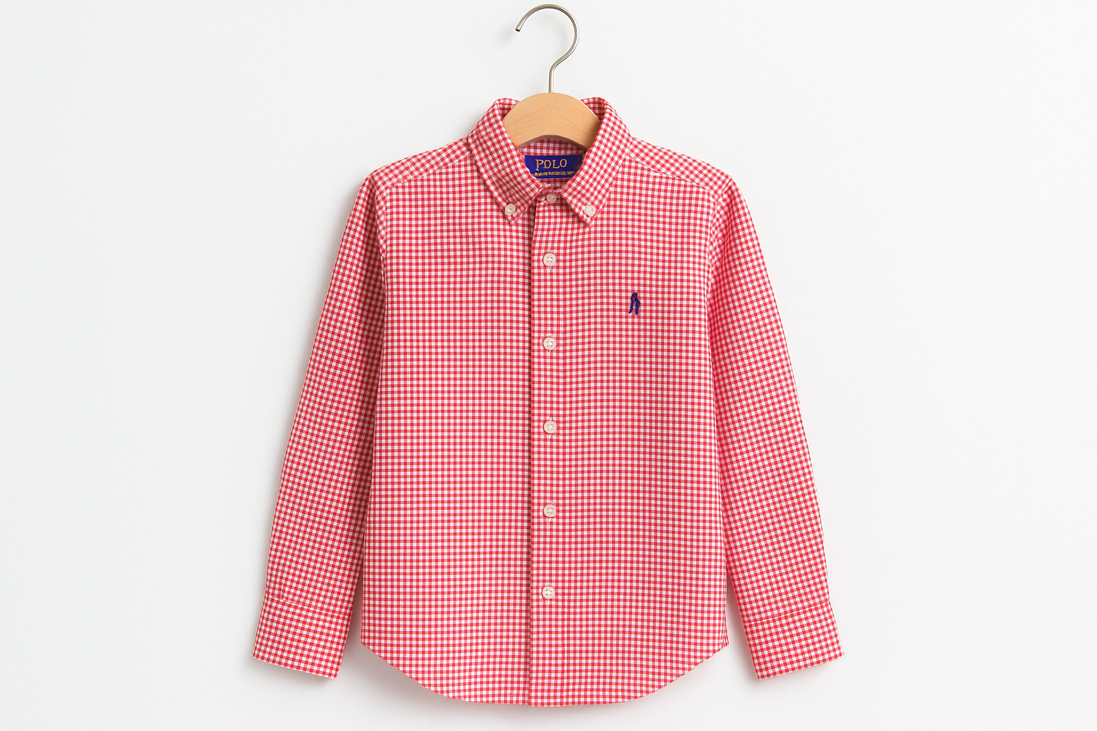 Camisa de niño Polo Ralph Lauren - Colgada con gingham pequeño rojo
