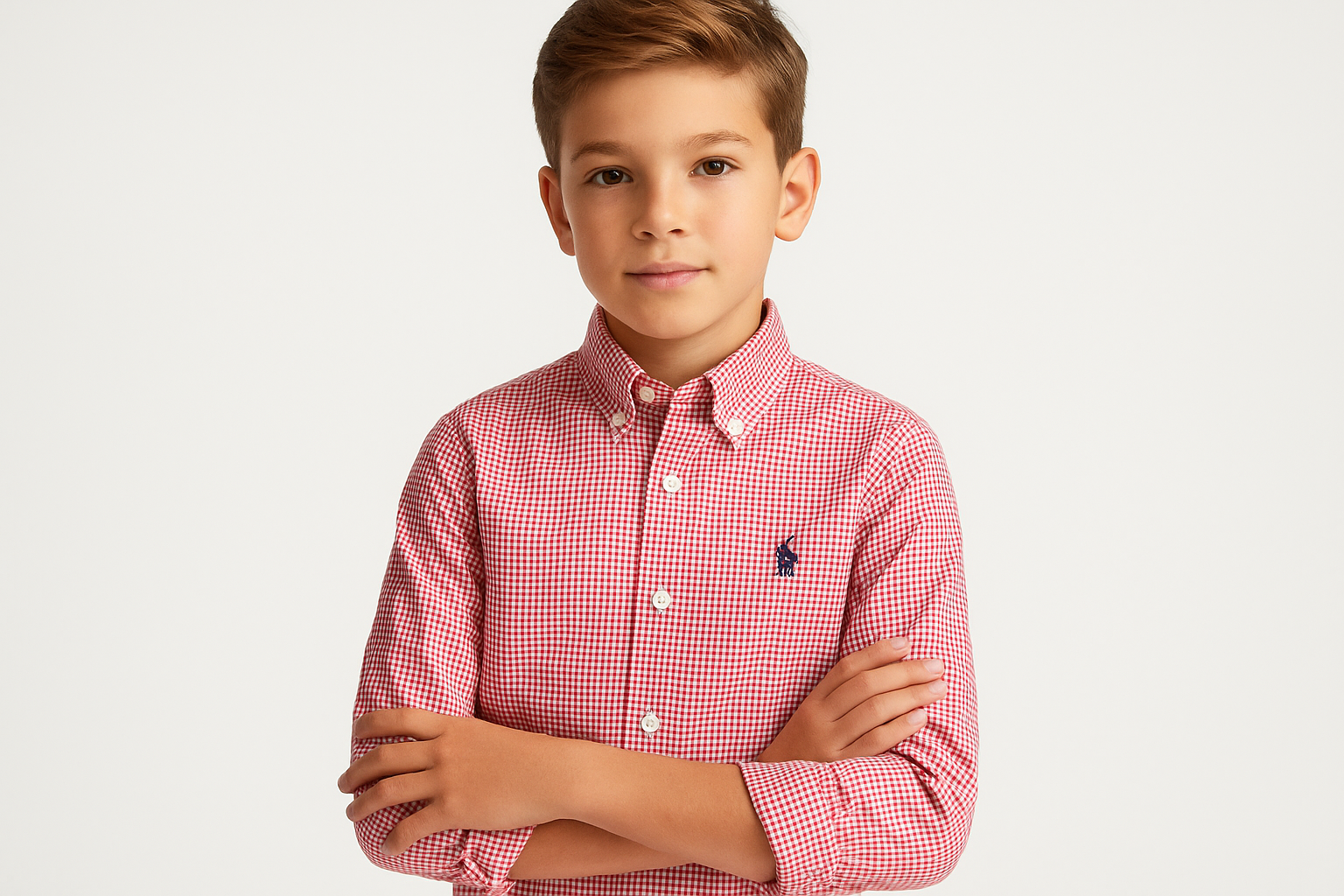 Camisa de niño Polo Ralph Lauren - Modelo infantil con gingham pequeño rojo