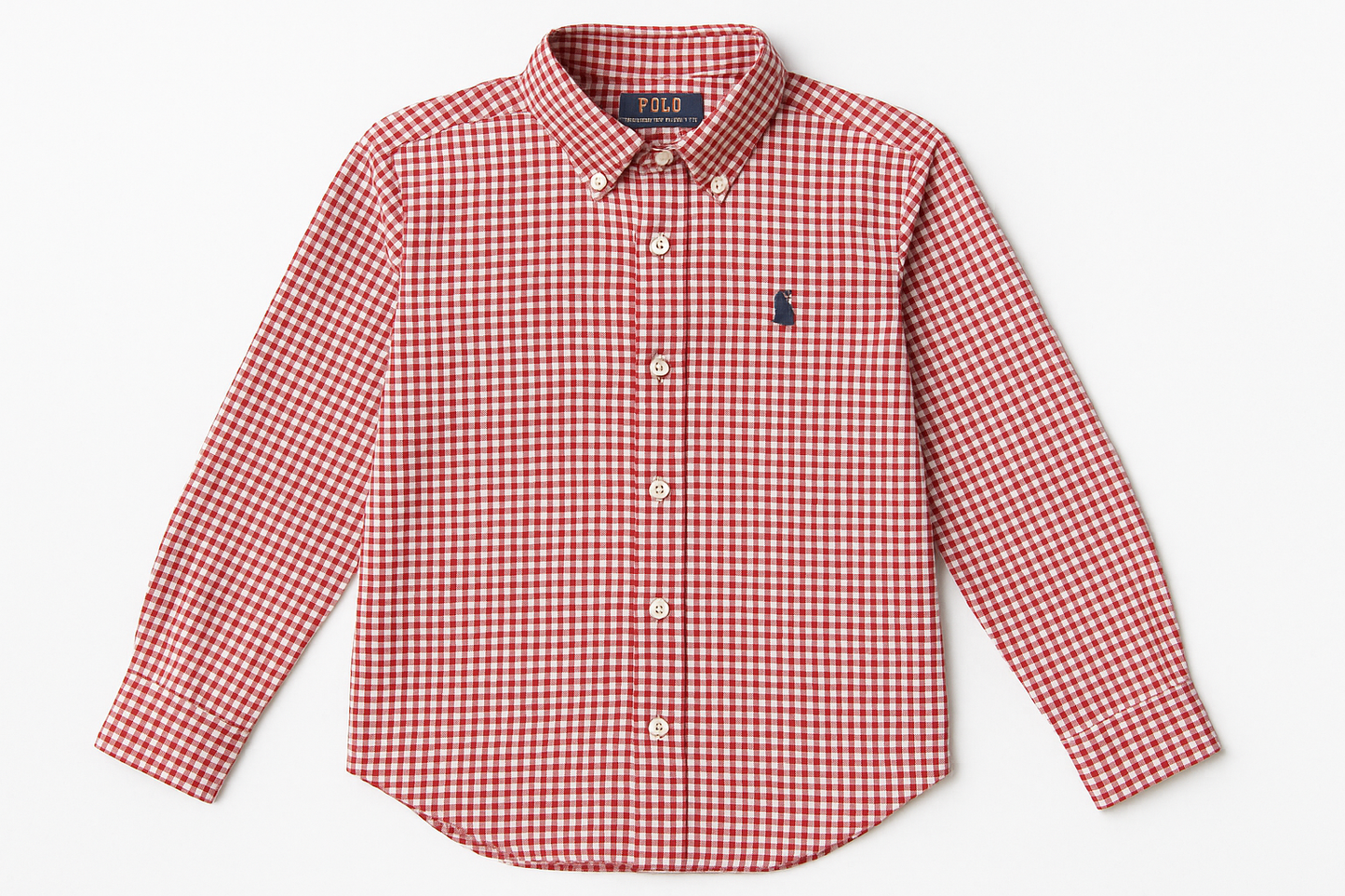 Camisa de niño Polo Ralph Lauren - Vista plana con gingham pequeño rojo