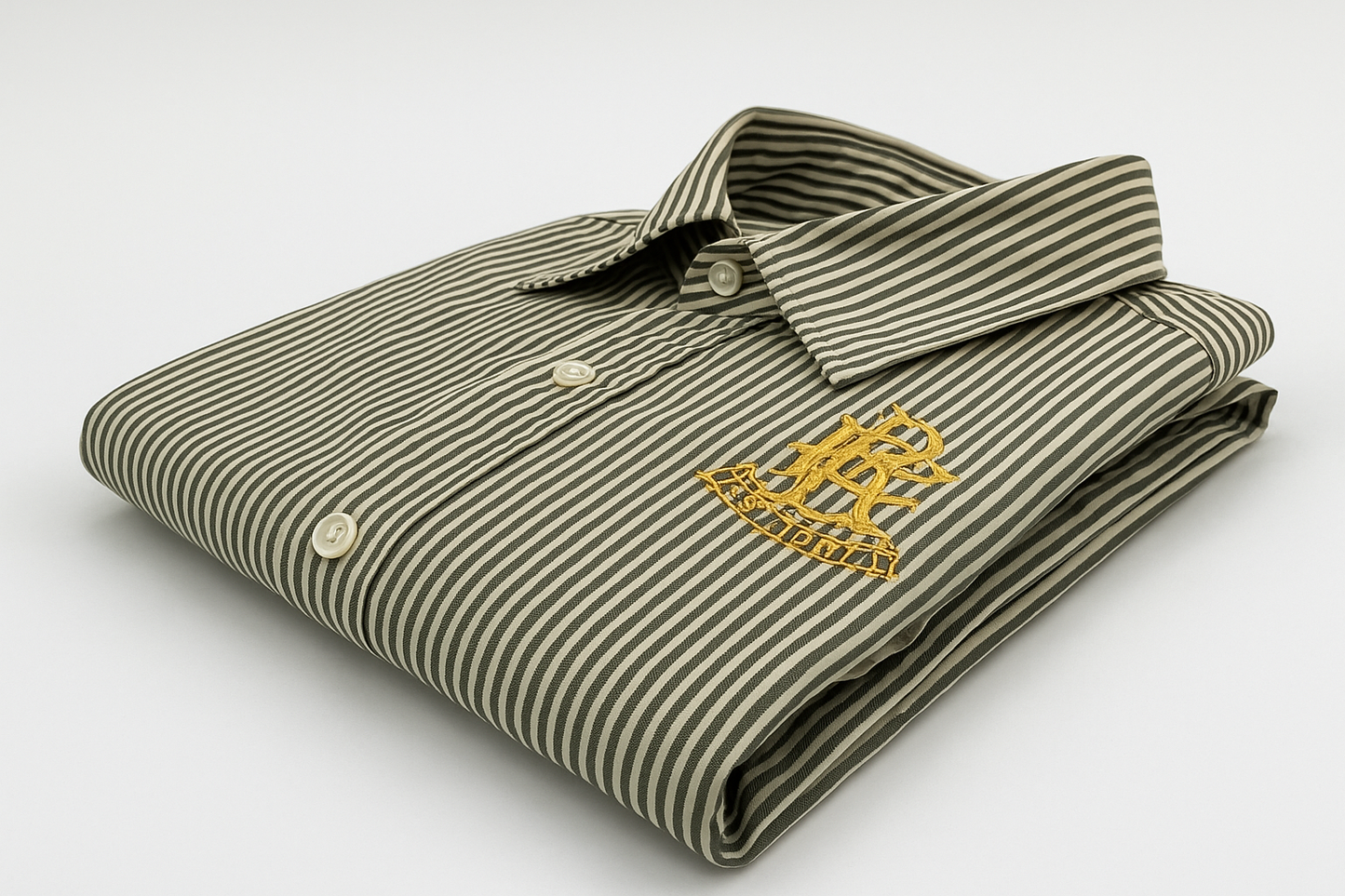 Camisa de rayas negras y blanco para mujer doblada vista lateral