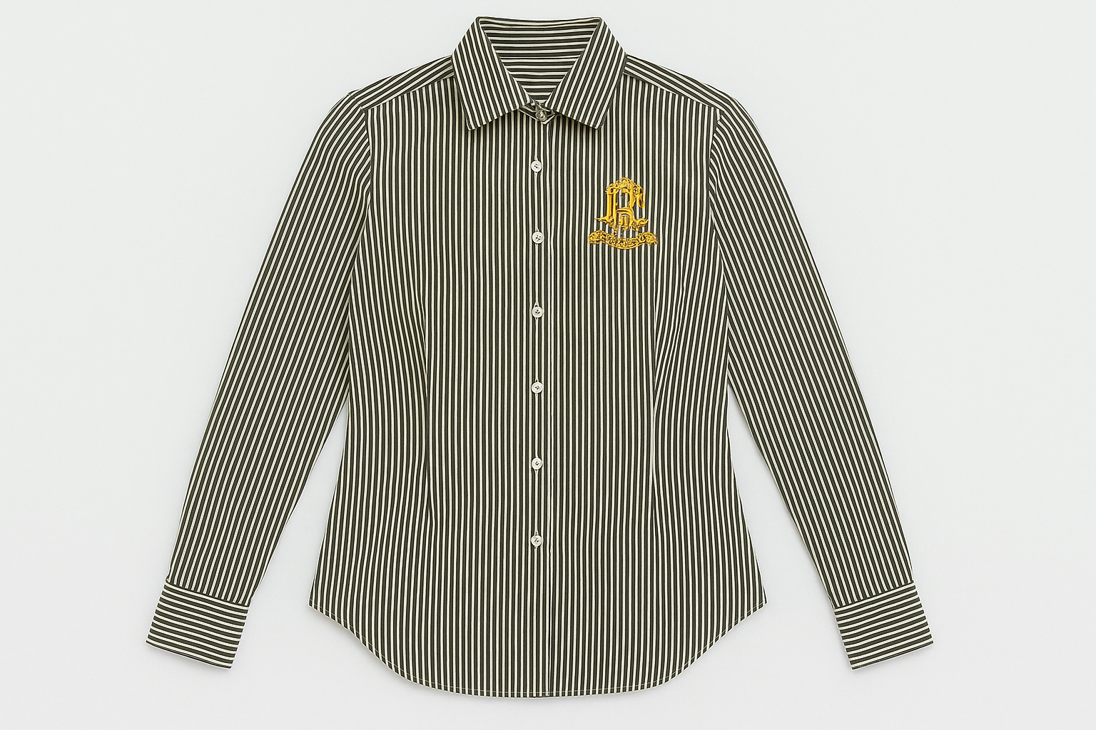 Camisa de rayas negras y blanco para mujer vista frontal plana