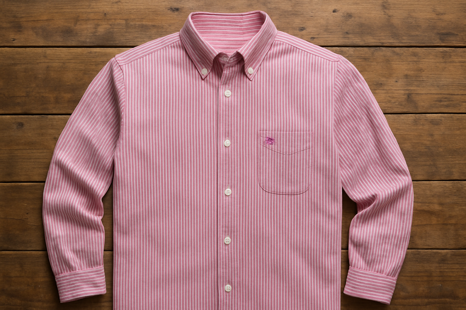 Camisa en mesa de madera - estilo thrift store
