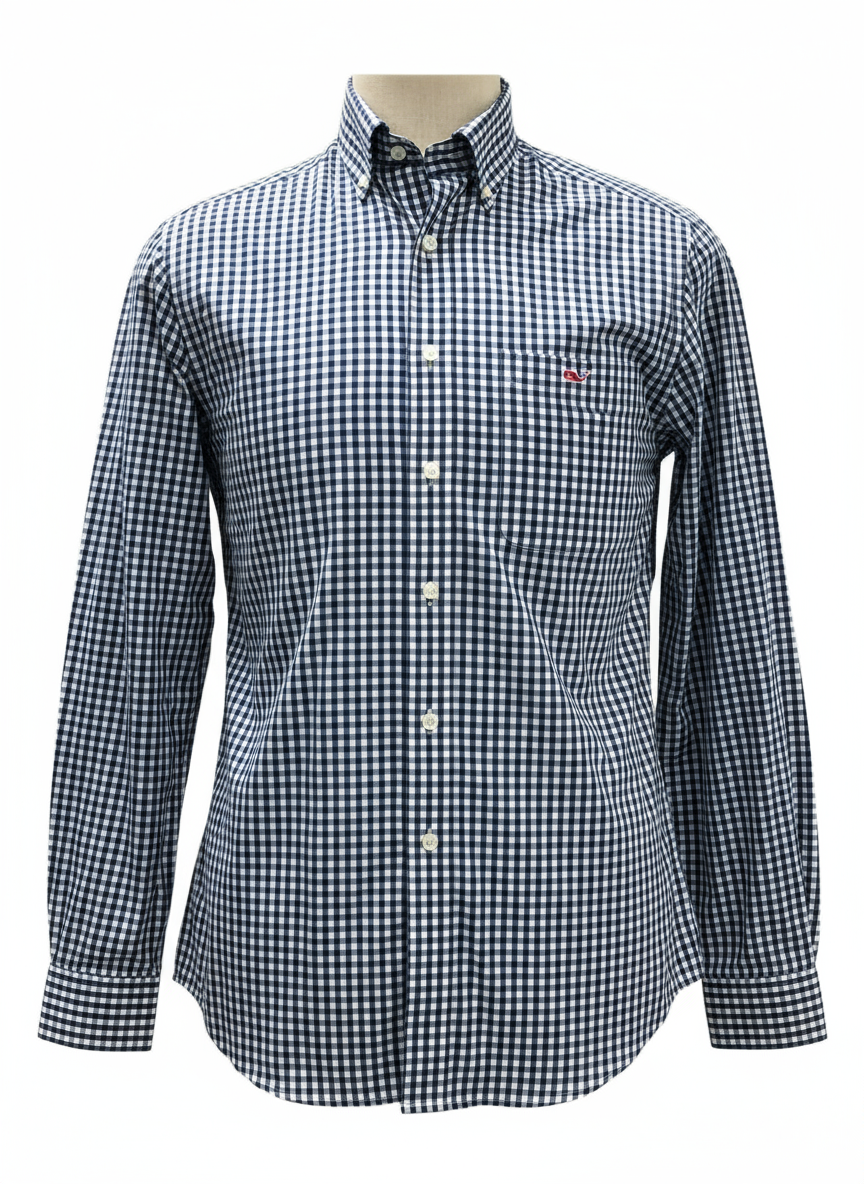 Camisa Gingham Azul Marino Ghost Mannequin