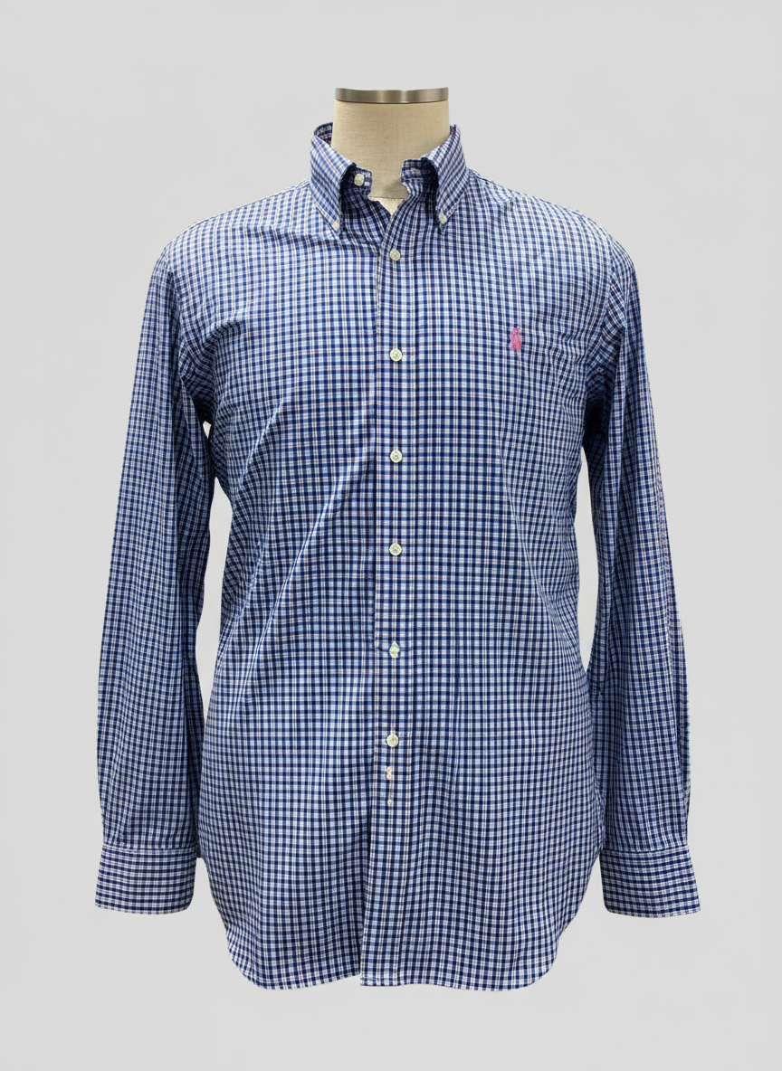 Camisa Gingham Azul Rosa Ghost Mannequin
