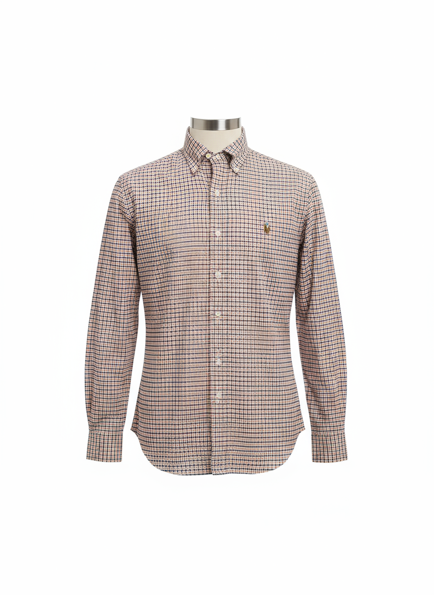 Camisa Gingham Naranja Azul Ghost Mannequin
