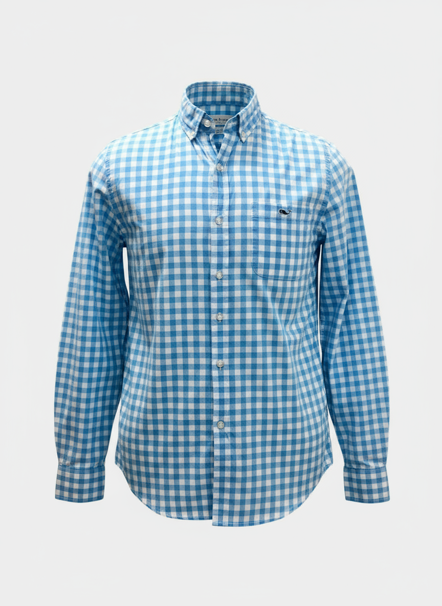 Camisa Gingham Turquesa Ghost Mannequin