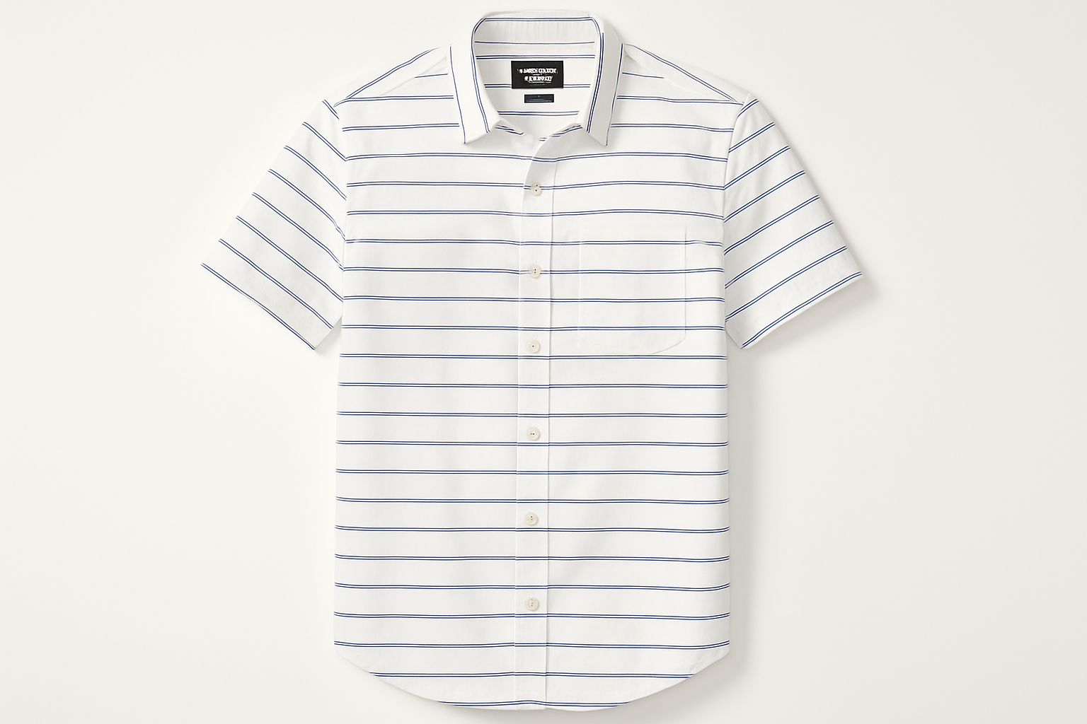 Camisa Old Navy para hombre, manga corta, blanca con rayas azules, talla S, Slim Fit, sin etiqueta