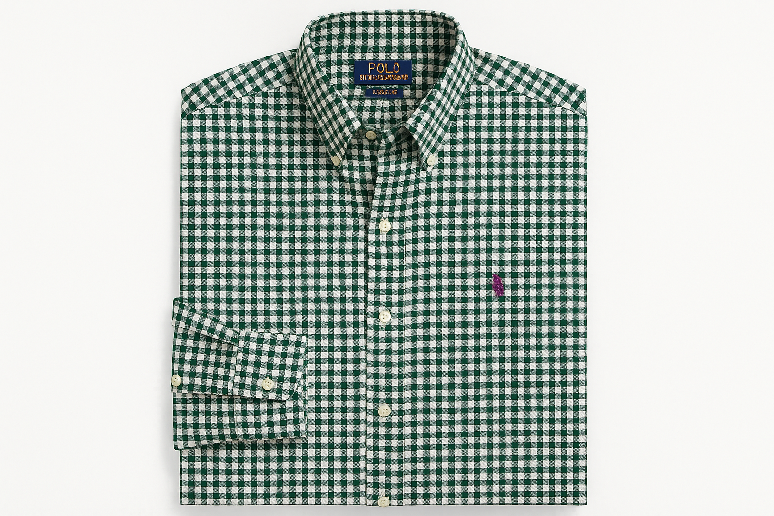 Camisa Polo Ralph Lauren Gingham Verde Oscuro y Blanco
