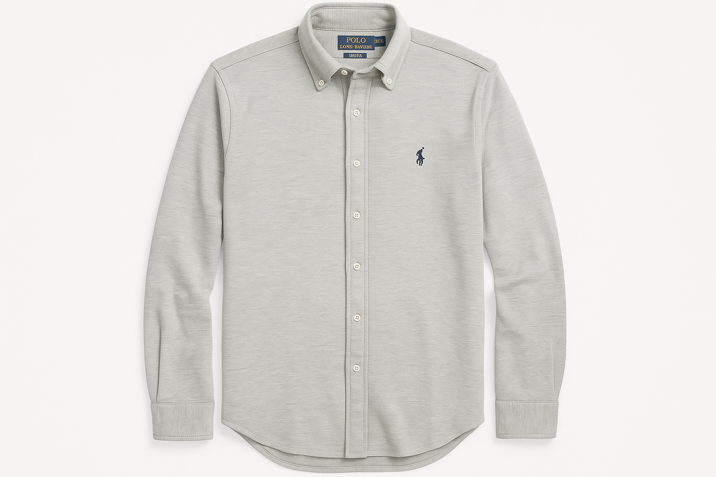 Camisa Polo Ralph Lauren Knit Oxford gris claro talla S