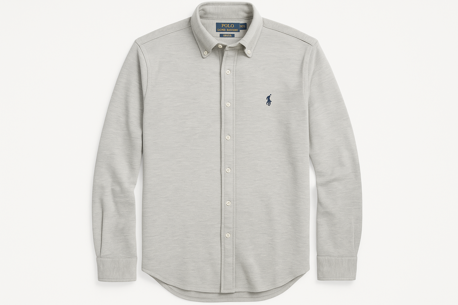 Camisa Polo Ralph Lauren Knit Oxford gris claro talla S