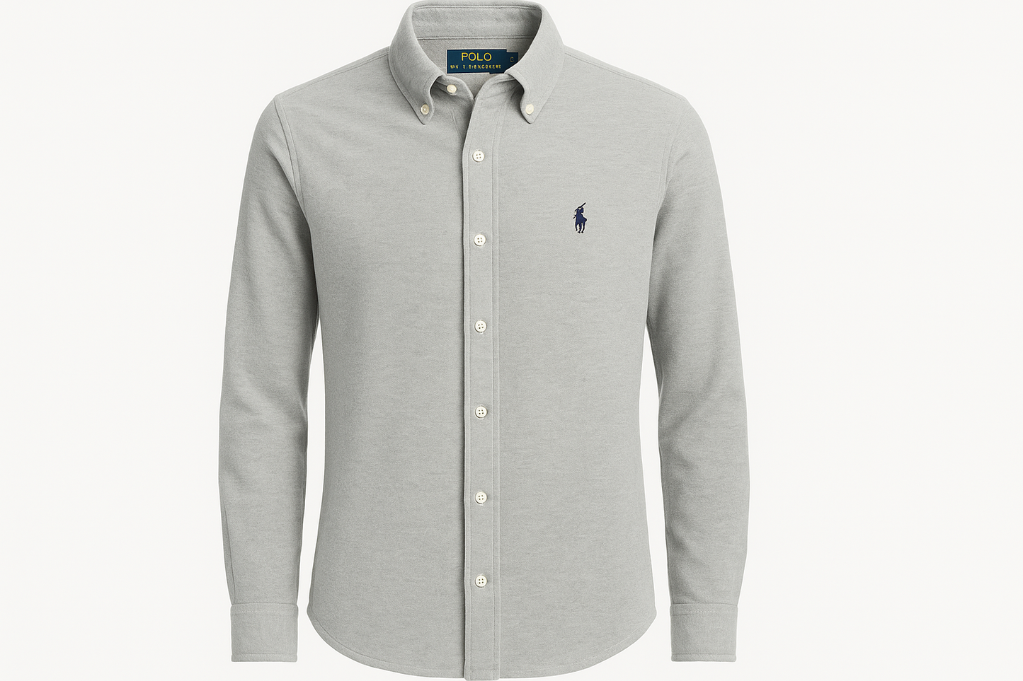 Camisa Polo Ralph Lauren Knit Oxford gris claro - Vista frontal