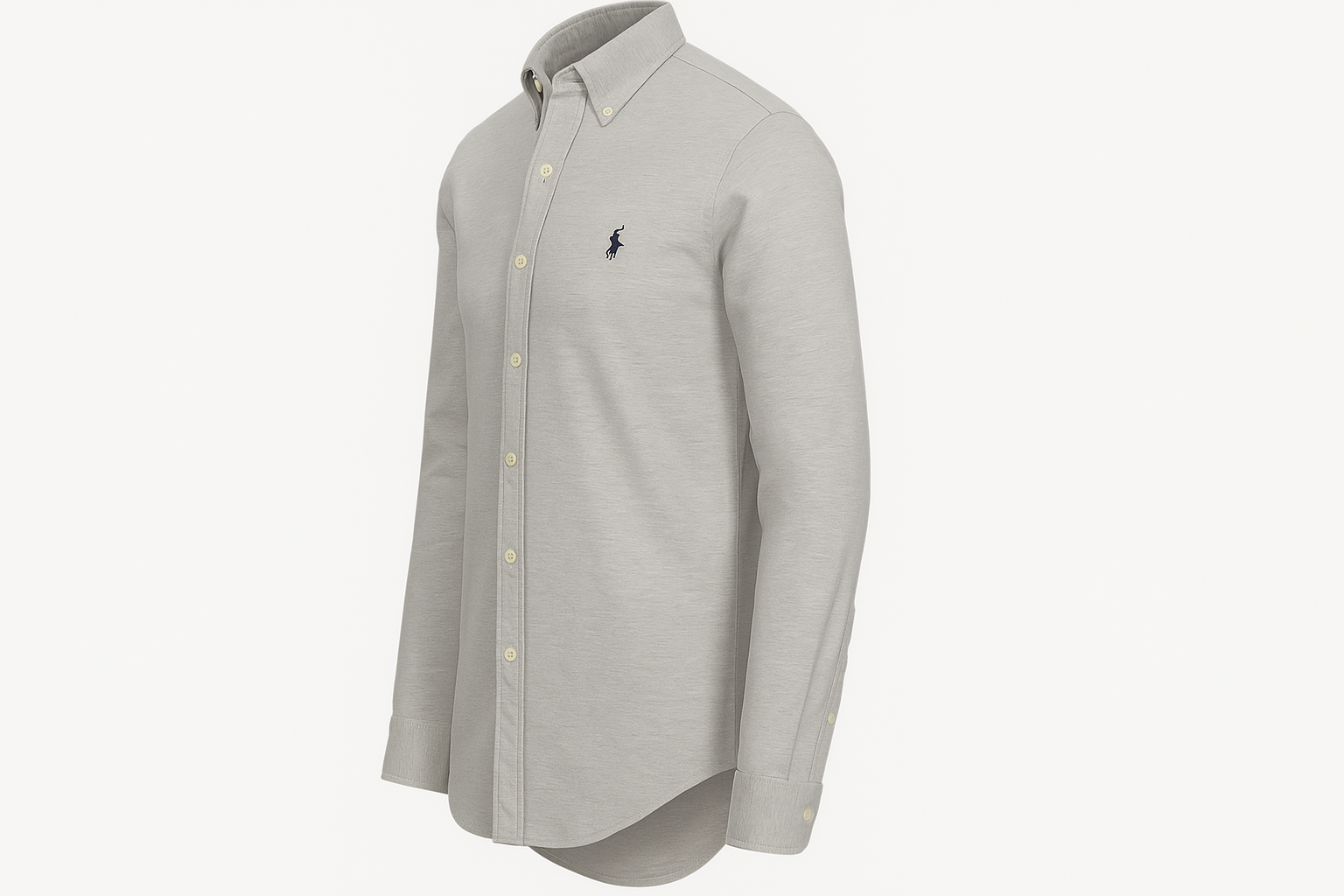 Camisa Polo Ralph Lauren Knit Oxford gris claro - Vista lateral