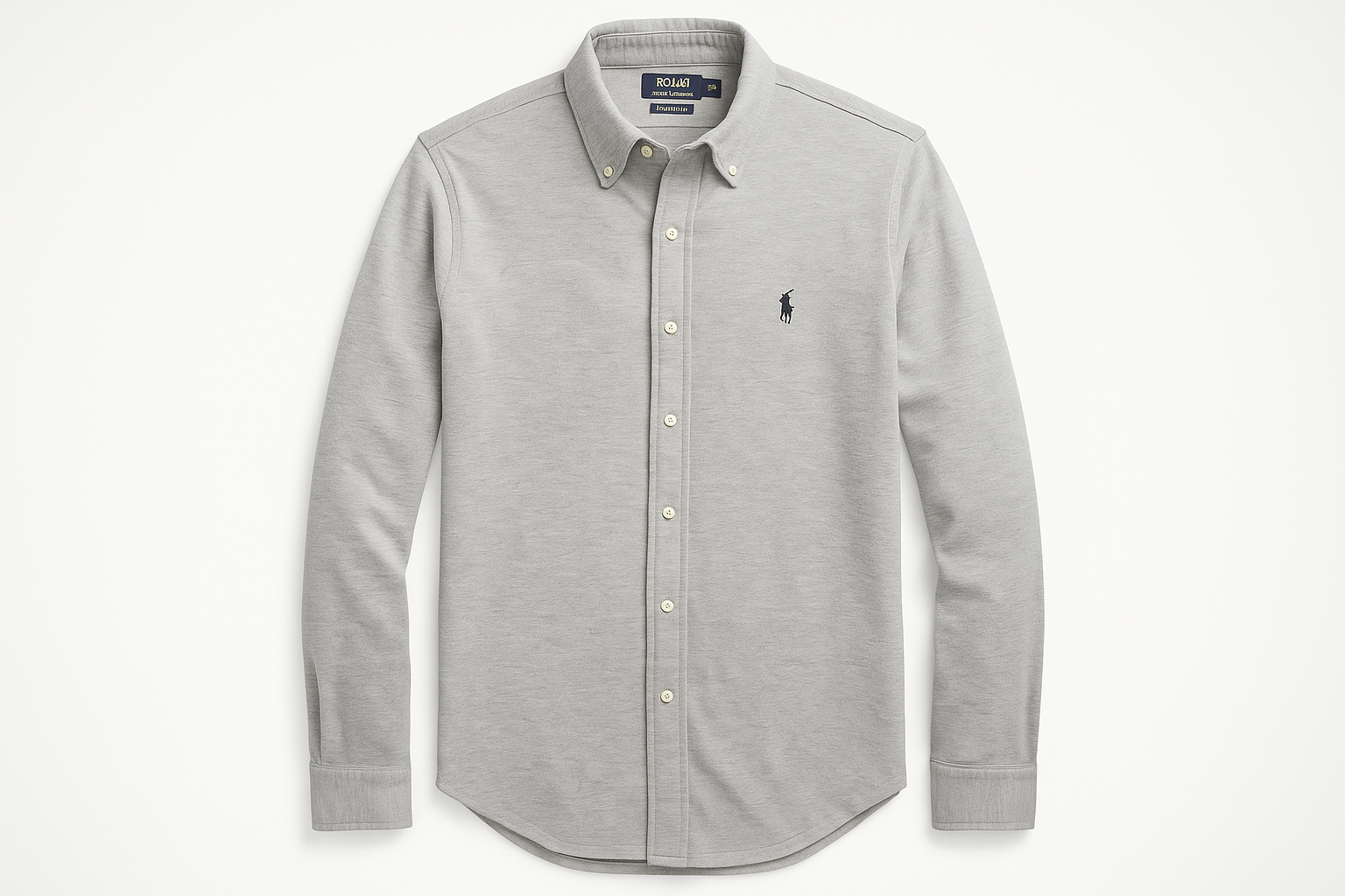 Camisa Polo Ralph Lauren Knit Oxford gris claro - Vista plana