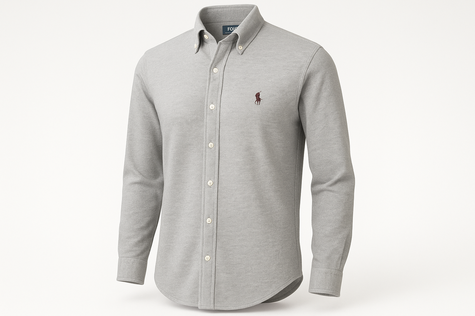 Camisa Polo Ralph Lauren Knit Oxford gris claro - Vista tres cuartos