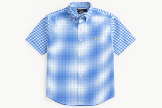 Camisa Polo Ralph Lauren Seersucker logo amarillo brillante frontal