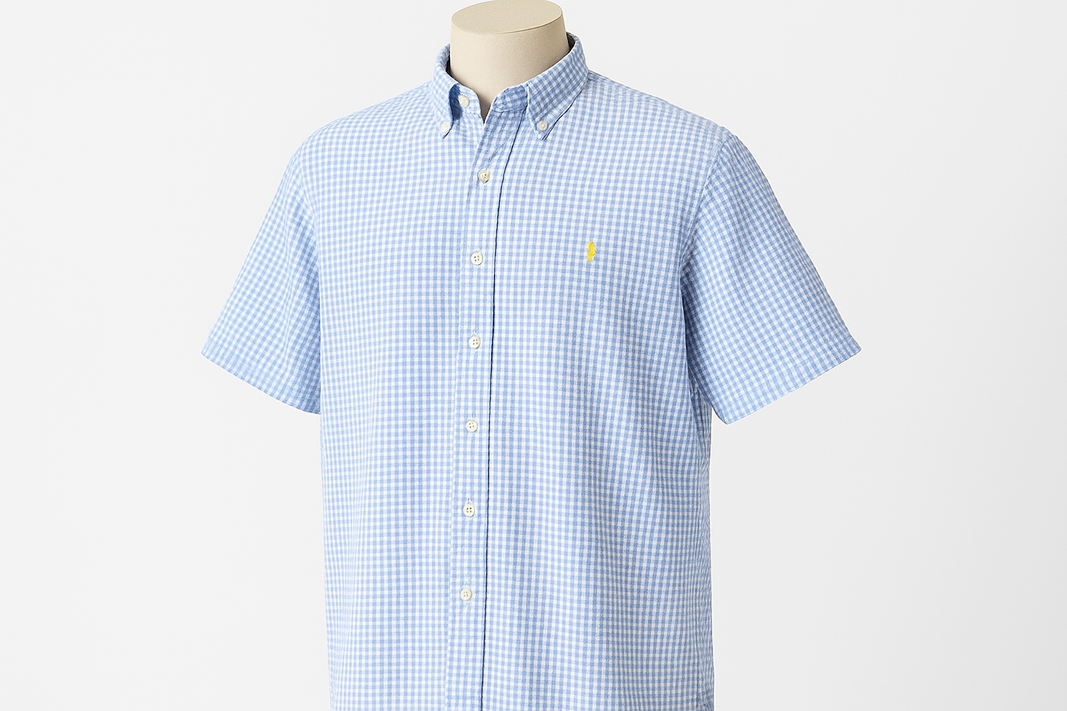 Camisa Polo Ralph Lauren Seersucker logo amarillo maniquí