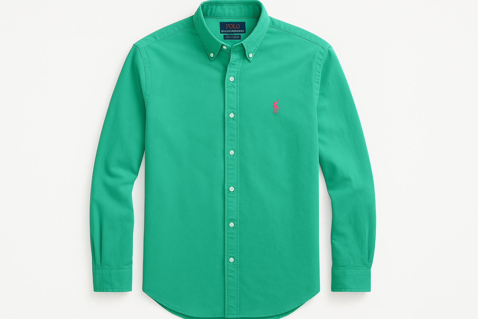 Camisa Polo Ralph Lauren Verde Esmeralda con Logo Rosado