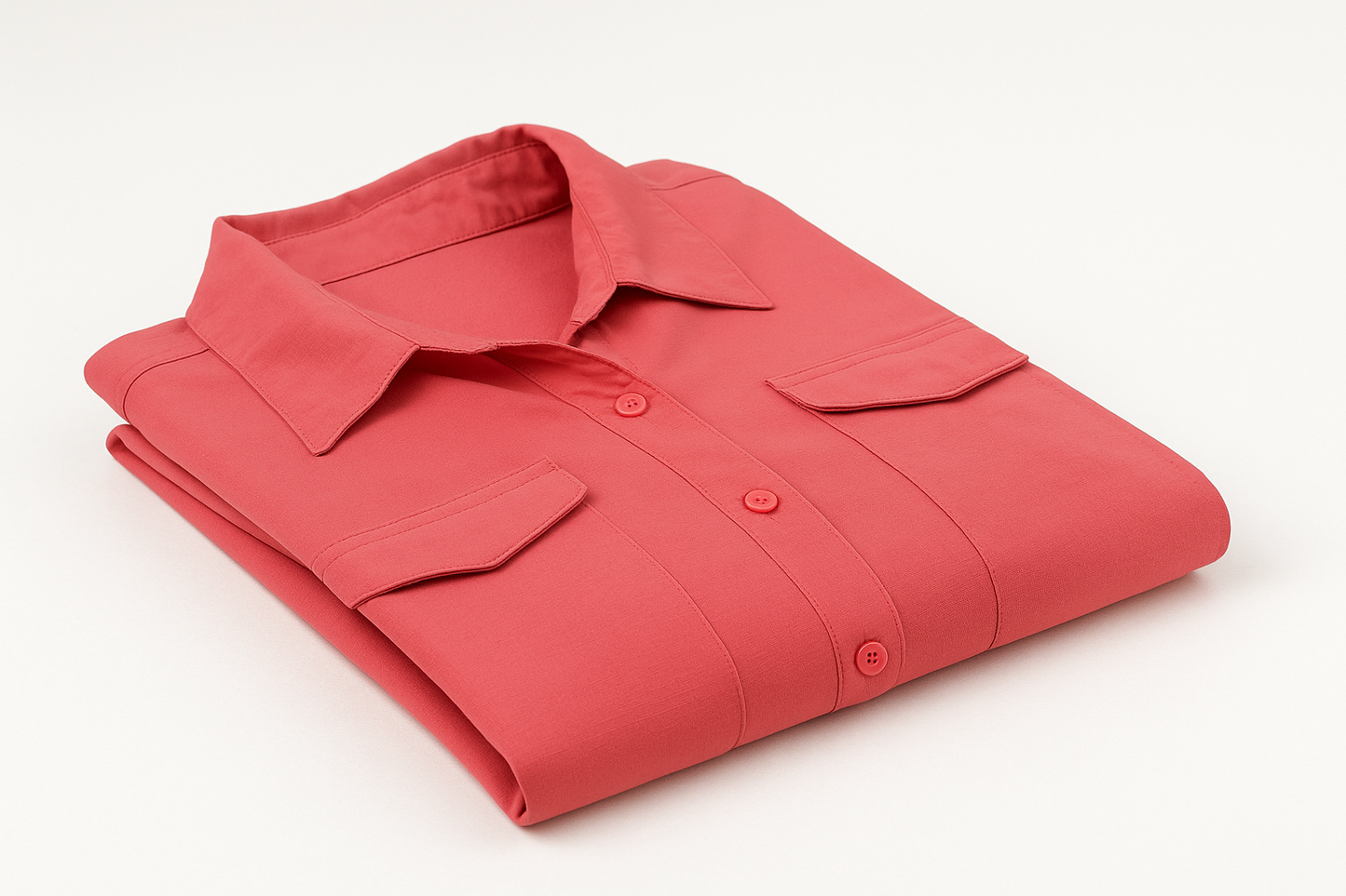 Camisa roja para mujer doblada vista lateral