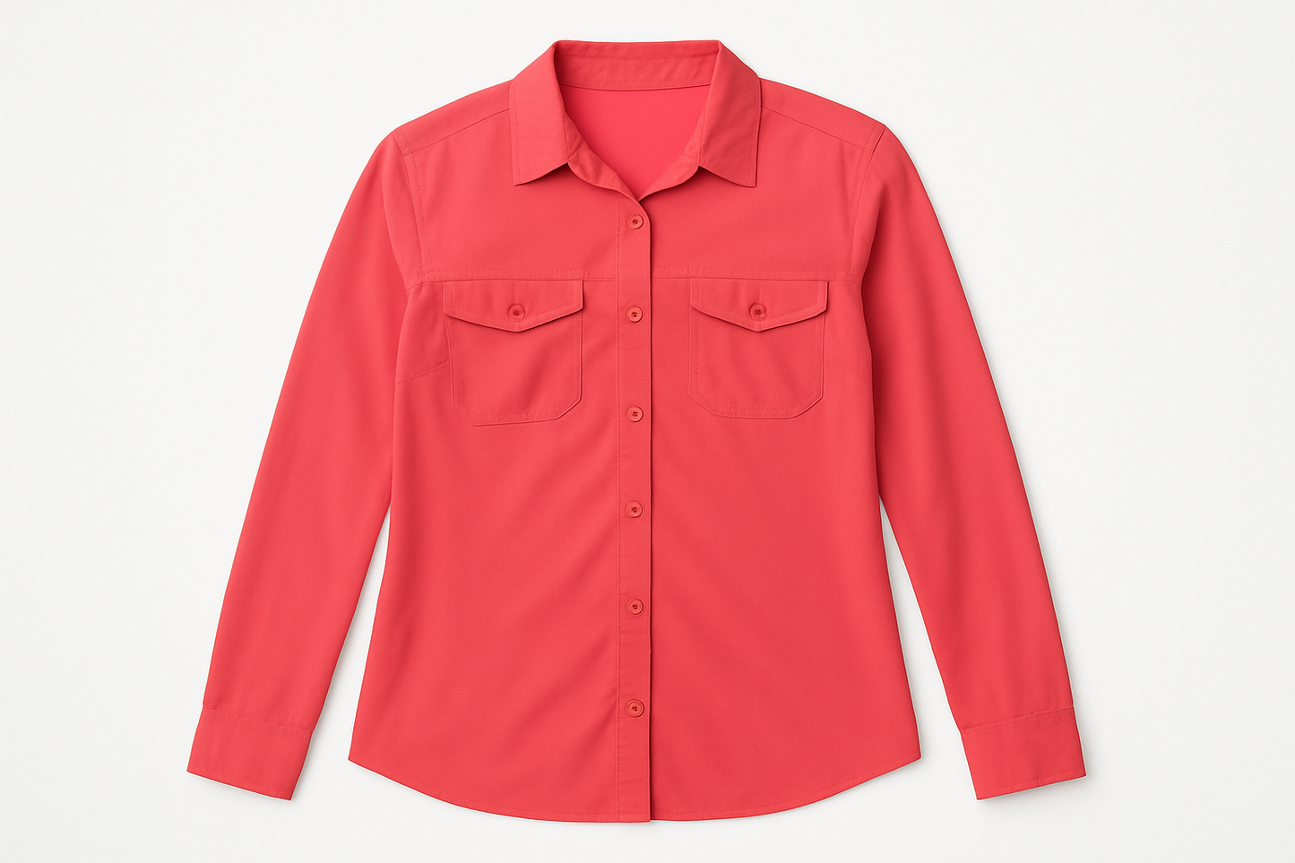 Camisa roja para mujer vista frontal plana