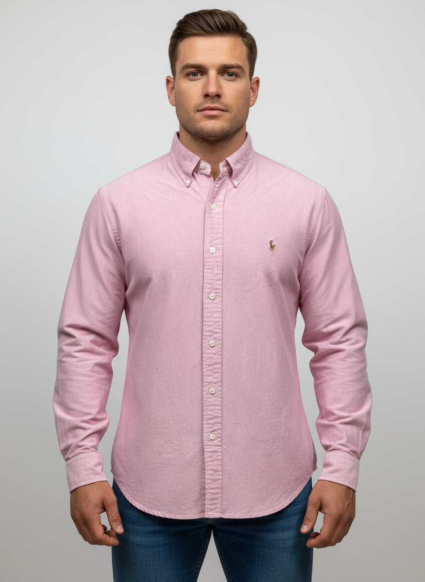 Camisa Rosa Oxford con Modelo Atlético Talla XL