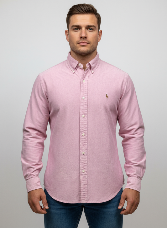Camisa Rosa Oxford con Modelo Atlético Talla XL