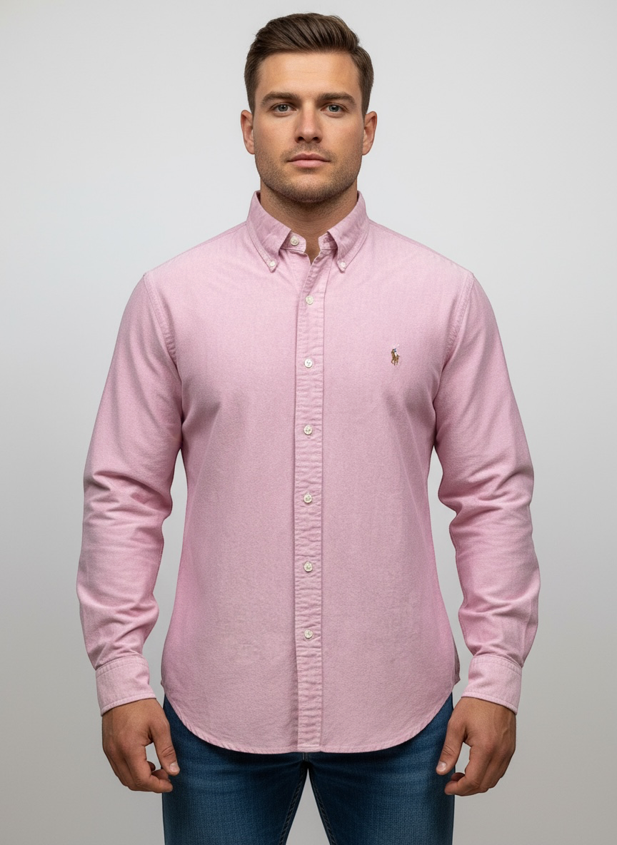 Camisa Rosa Oxford con Modelo Atlético Talla XL