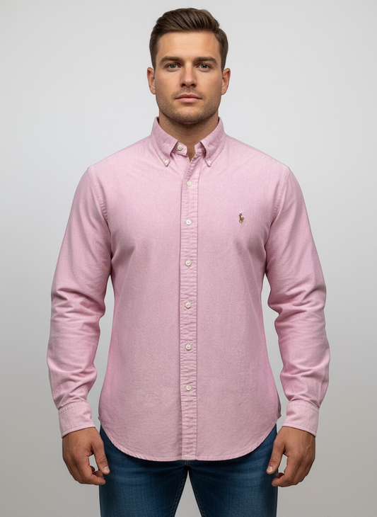 Camisa Rosa Oxford con Modelo Atlético Talla XL