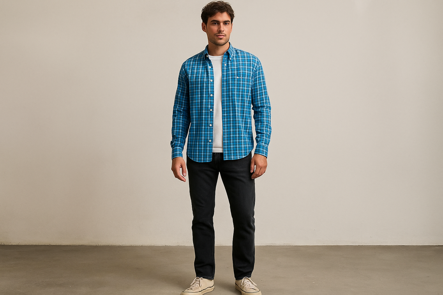 Camisa sobre camiseta con jeans negros