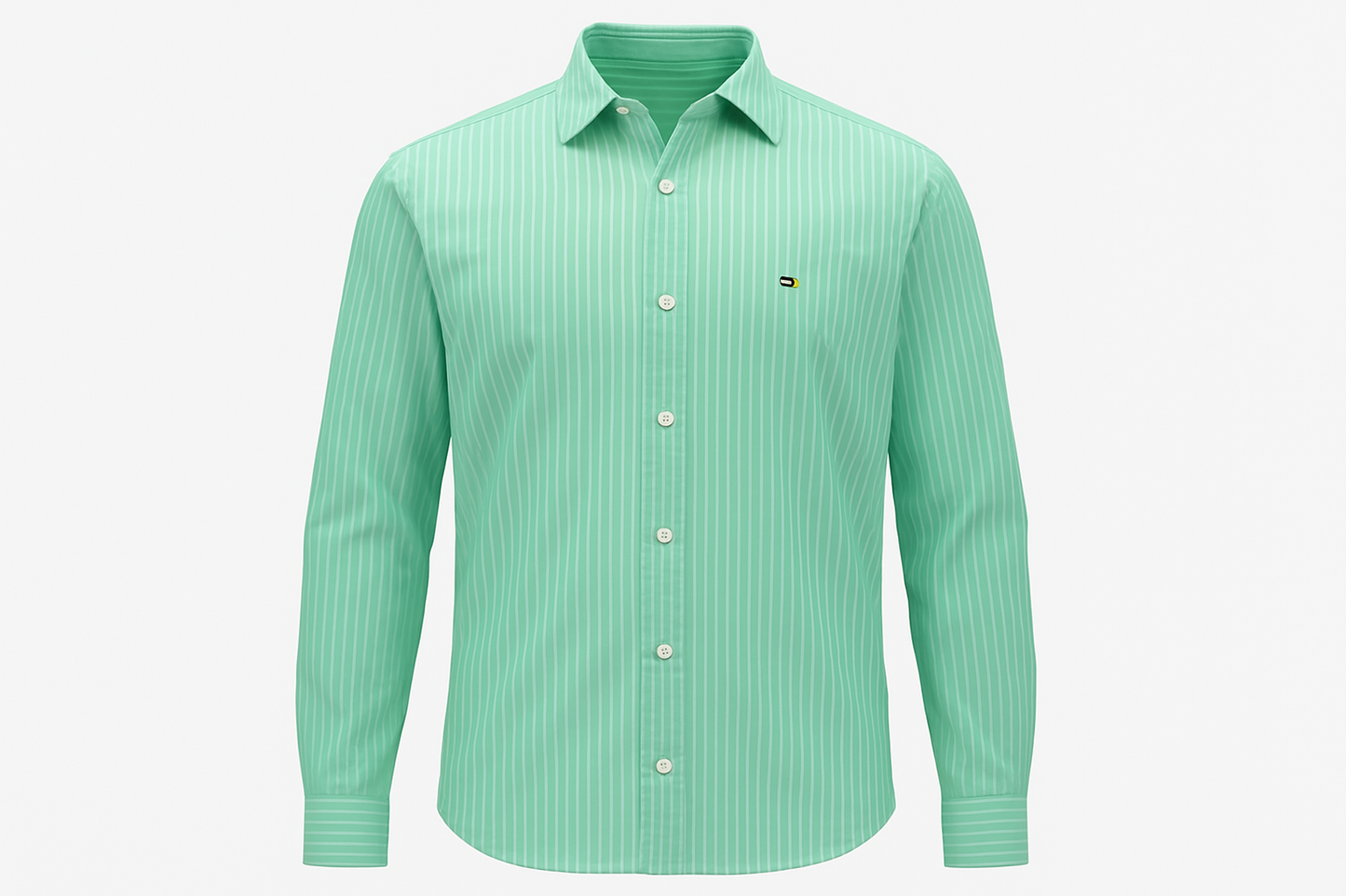 Camisa verde a rayas blancas ghost mannequin