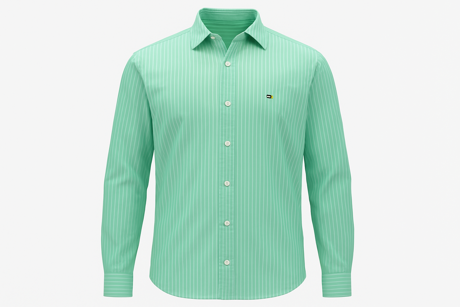 Camisa verde a rayas blancas ghost mannequin